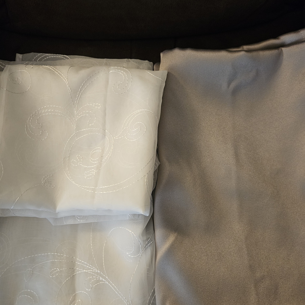 Elegant White and Taupe Fabric Set